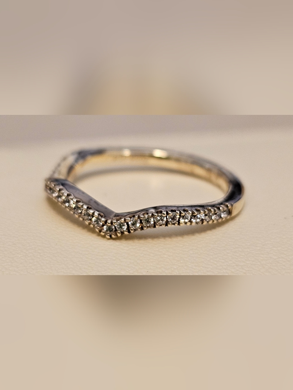 NOAM CARVER 925 Sterling Silver Rolled White Gold Plated CZ Stacker Ring SZ 6